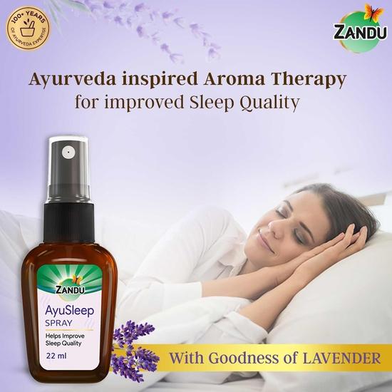 Zandu AyuSleep Spray | 100% Natural & Safe | Remedy for Sleep Disturbances, Stress & Relaxation