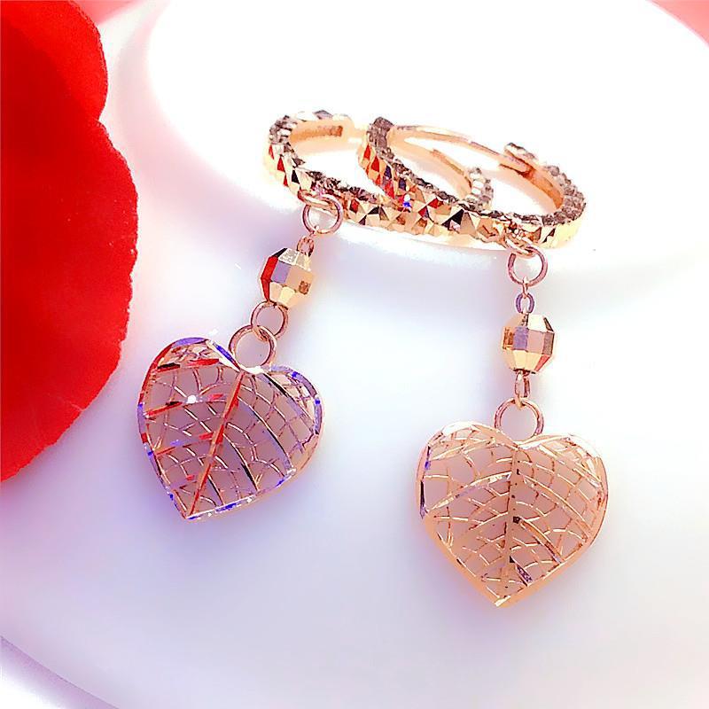 Purple Gold Hollow Leaf Earrings Rose Gold Plated Women S Fashion Classic Ear Buckles