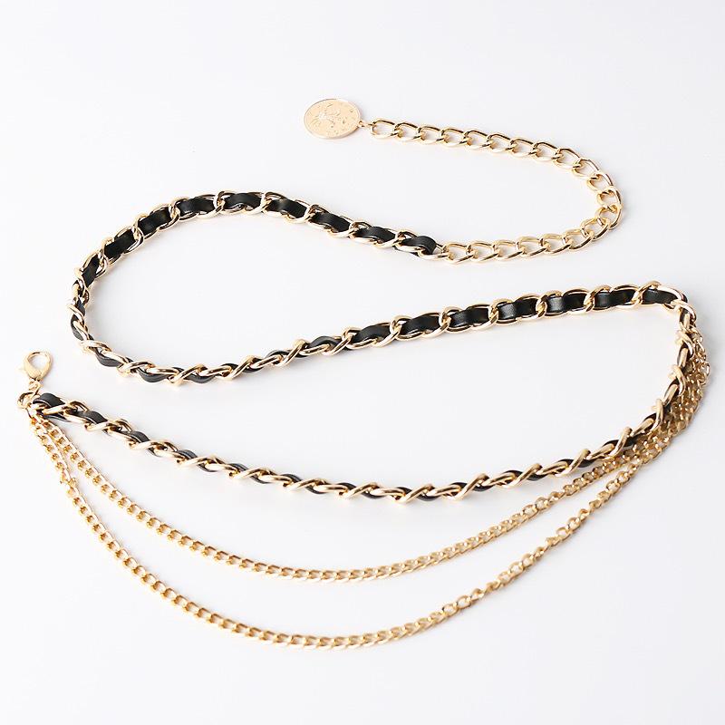 Französische Metall Dünne PU Geflochtene Taillenkette Gürtel – Dekorative Koreanische Stil Accessoire für Damen