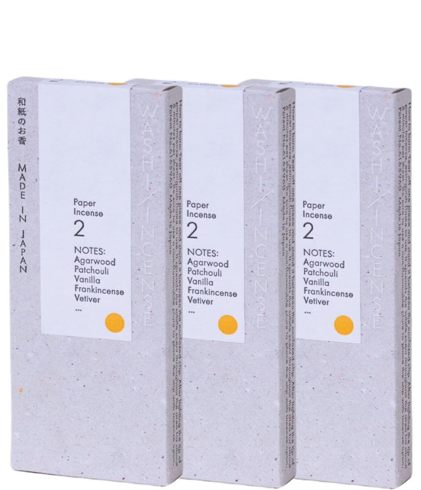 

Kunjudo WASHI INCENSE Japanese Paper Incense Agarwood Scent Incense with Clip [3-Piece Set] #2, (30 Sticks)