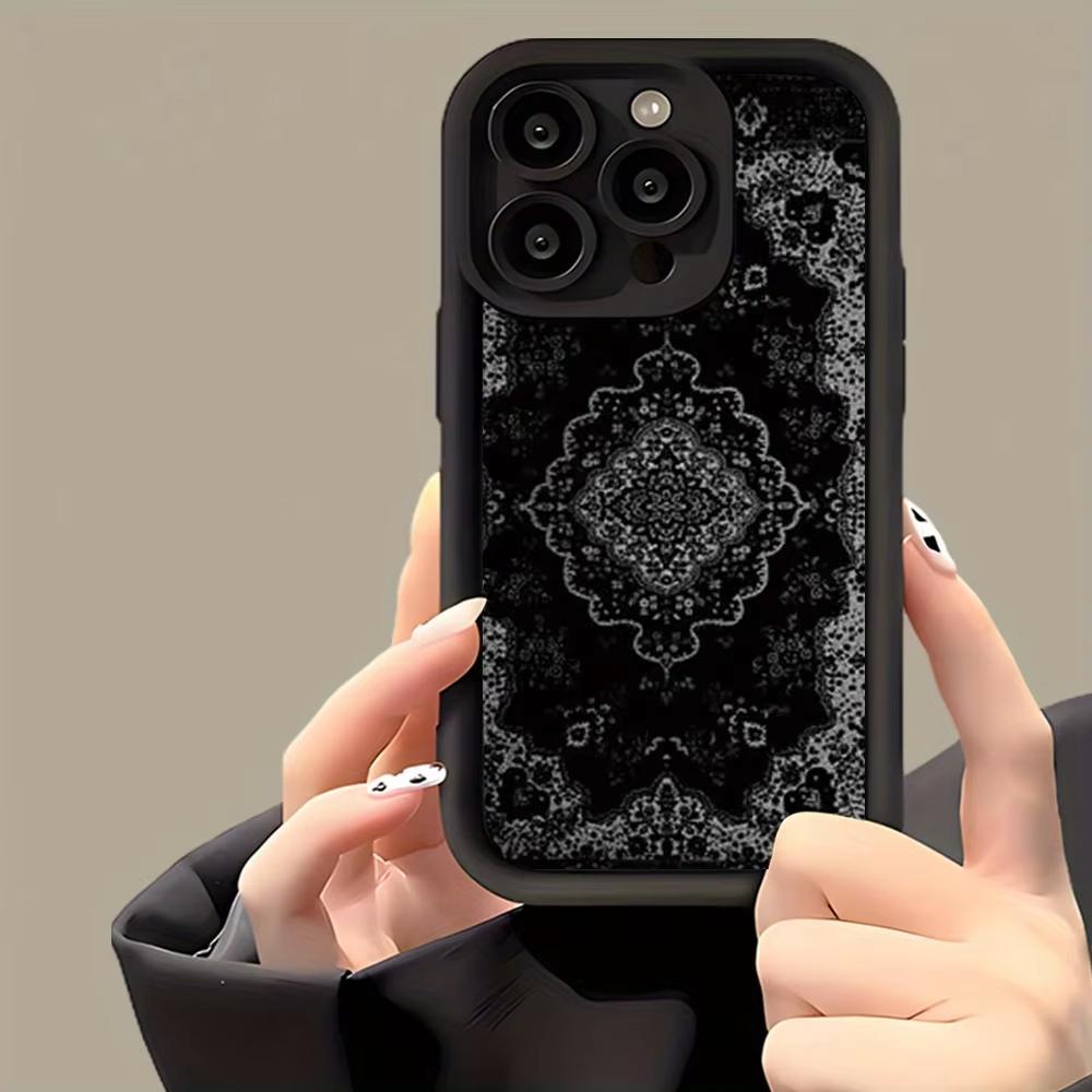 Gorgeous black pattern TPU Phone Case For iPhone 17 Pro Max 16E 15 Pro 14 13 12 11 Mini AIR XS XR XS 8Plus anti drop and shockpr