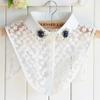 Linbaiway Embroidery Cotton Fake Collars for Women Removalbe False Collar Blouse Rhinestone Clothes Female Detachable Neckwear