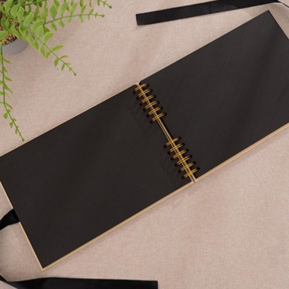 Retro Black Inner Pages Ribbon Photo Albums Handmade Creative Memory Books Minimalist 40 Sheets Picture Album Birthday Gifts