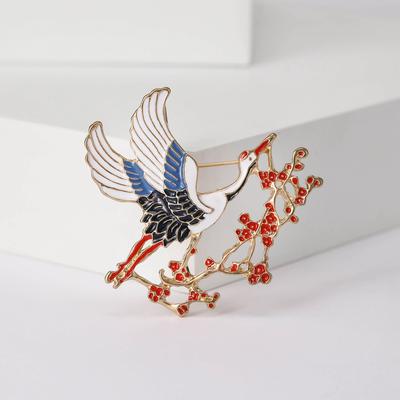 Plum Blossom Crane Brooch Alloy Women'S Popular National Style Simple Temperament Versatile Suit Accessories Corsage