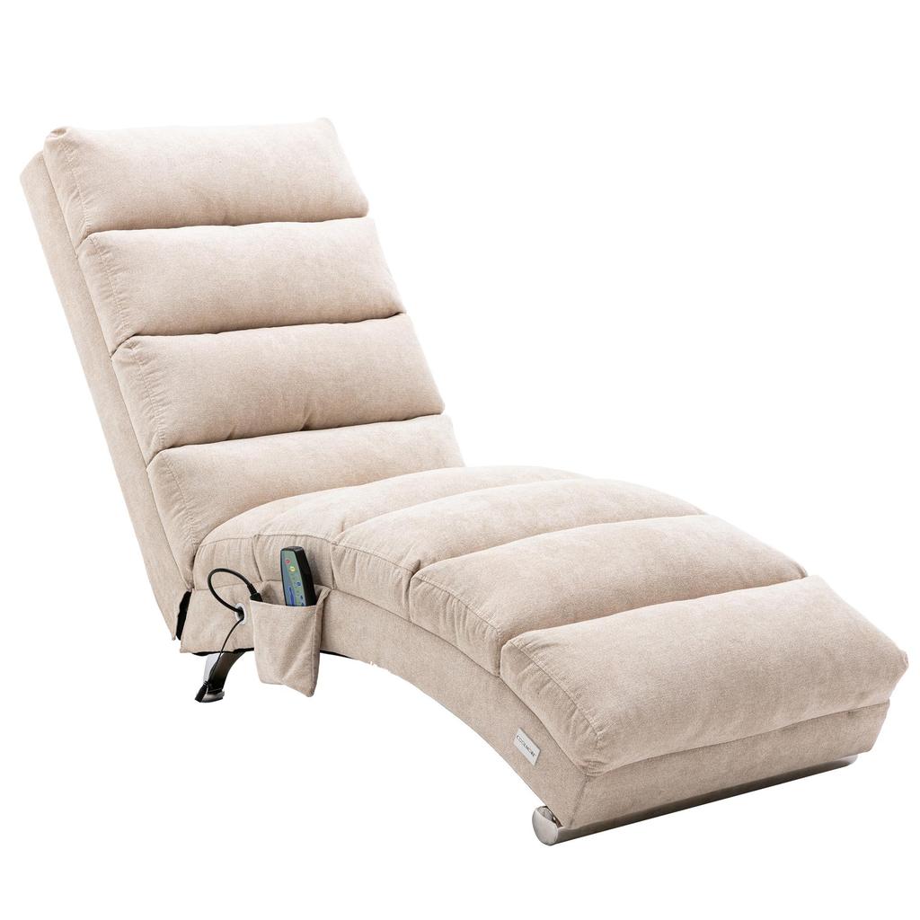 Relaxation Sofa, Full-body Supported Fixed Sofa, Soft Vibration Function and Side Pockets, Modern Living Room Furniture