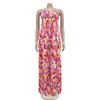Women's Fashion Sexy Printed Strappy Pleated Wide-Leg Jumpsuit