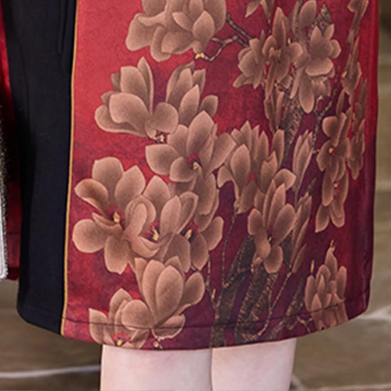 Pasite Chinese Style Mother-of-the-Bride Long-Sleeve Mid-Length Dress