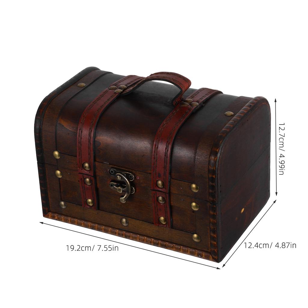 Vintage Treasure Chest Box Small Rectangle Wood Storage Jewelry Boxes European Handmade Case Holder Trinket Keepsake