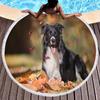 Border Collie Round Beach Towels,Dog Greeting Its Owner Among Flowers Sand Free Absorbent Beach Blanket Bath Towels Picnic Mat