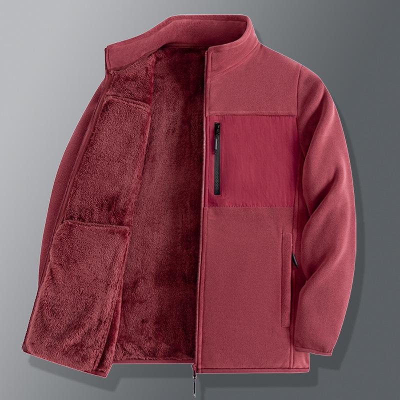 2025 Men's Autumn Winter Thick Velvet Dad Jacket - Loose Fit Cotton Top