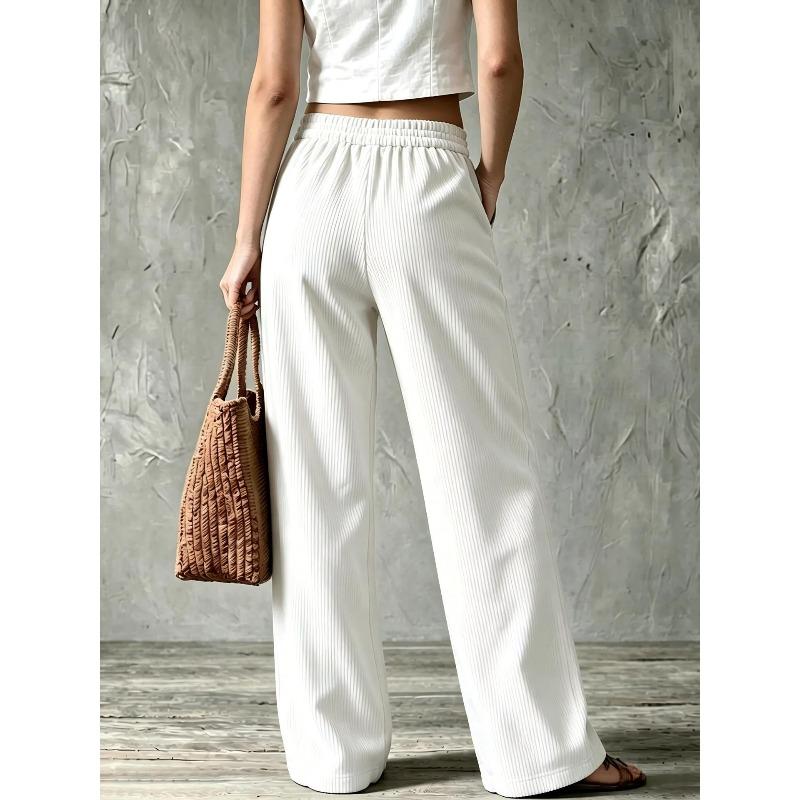 Autumn and winter retro corduroy wide-leg pants women's trousers high waist double pockets straight casual pants