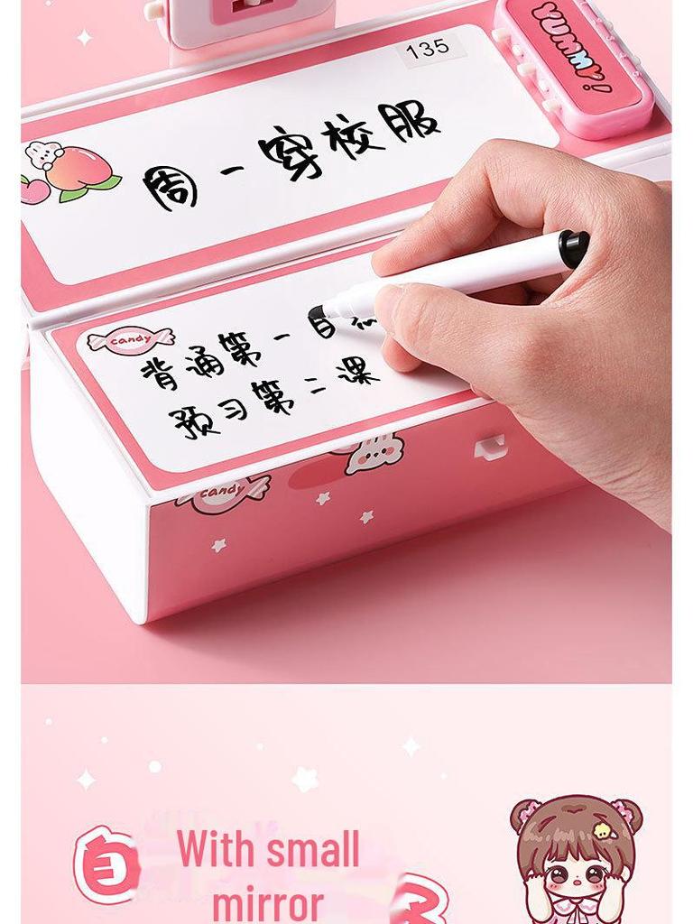 Smart Double-Layer Pencil Case for Girls with Password Lock – Stylish and Portable for Primary School Students