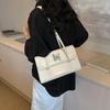 Women's PU Shoulder Bag with Buckle Solid Stitching Line Embellishments Delicate Bag Fashion