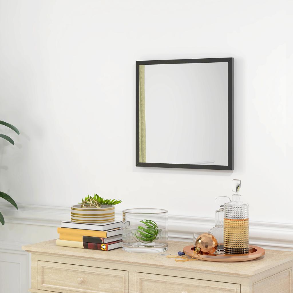 Square Wall Mirror 50 X 50 Cm Black Wooden Frame Ideal For Bathroom Living Room Or Bedroom