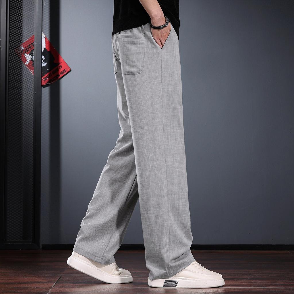 Light Gray Casual Pants Men's Summer Thin Loose Straight-leg Pants Simple Commuting Soft Loose Drape Breathable Men's Pants