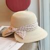 French Idyllic Small Floral Bow Fisherman Hat Children Summer Sun Protection Seaside Vacation Sun Hat