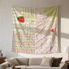 Arazzo Patchwork Stile Farmhouse Boemo a Quadretti Fragola Pois Appeso a Parete Decorazione Stile Ins per Soggiorno Sfondo Divano