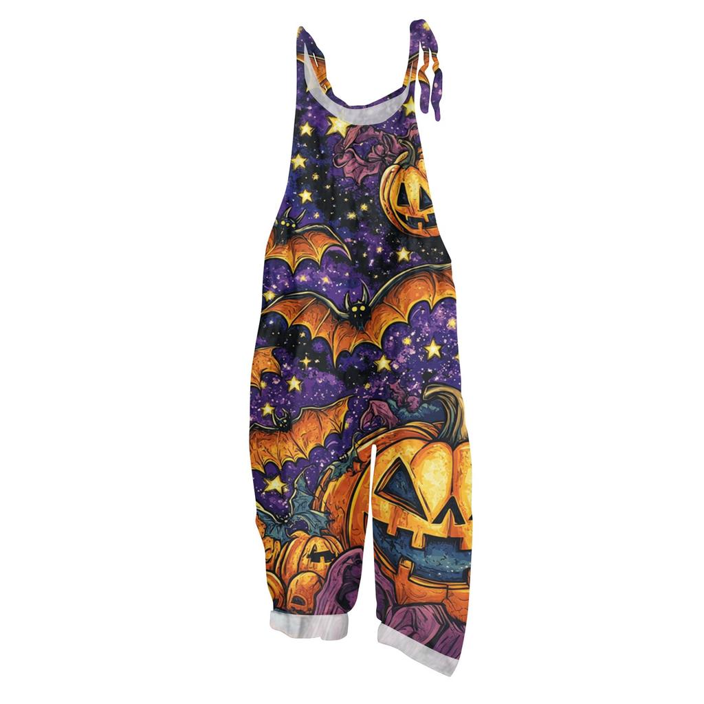 Women's Jumpsuit  Print Casual Loose Vintage Shoulder Strap Cotton Linen
