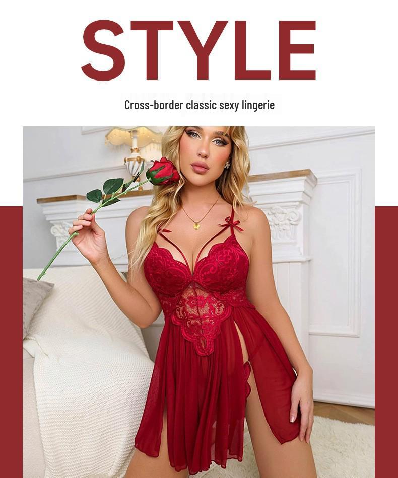 European & American Lace Mesh Splice Camisole Long Nightgown - Plus Size