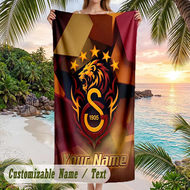 Beach Towel Galatasaray FC Print Custom Name Text Soft Towel for Swimming Pool