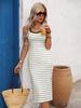 2026 Summer Striped Sleeveless Slit Long Dress - Versatile Slim Fit for Women