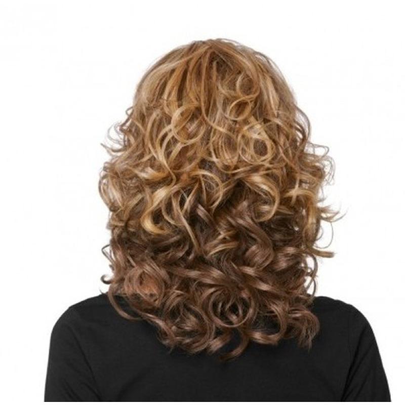 Peluca ondulada de capas largas para mujer, color marrón dorado, sintético, Natural, Rubio, esponjoso, uso diario, pelo de Cosplay, pelucas de alta temperatura