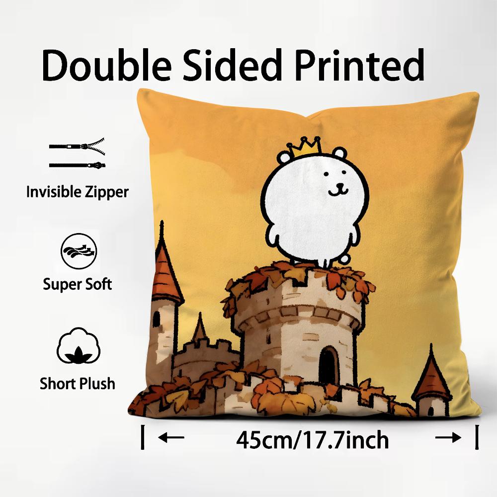 J-Jokes Bearr Cartoon Cushion Cover Plush Fabric Soft Double-Sided Printed Sofa Warm Winter Home Child Gift Pillow Case