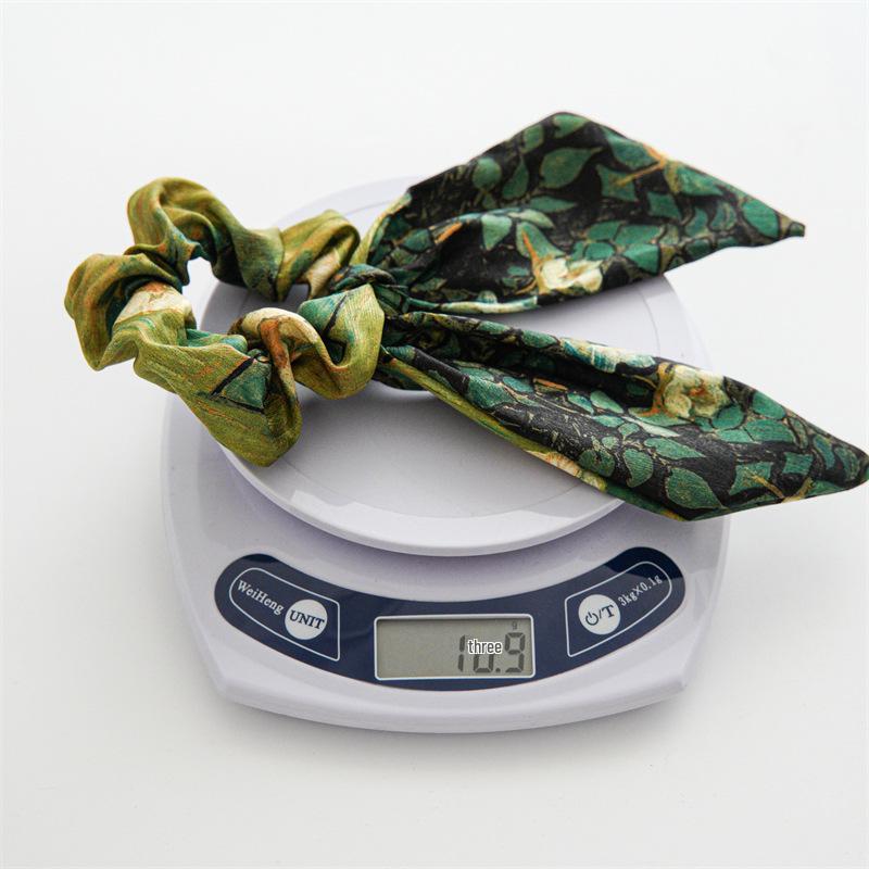 Niche Design Bow Oil Painting Ponytail Hair Tie & Headband for Women