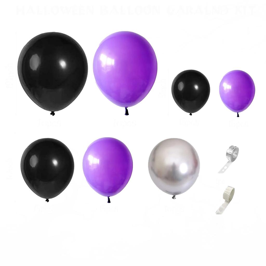 Black Purple Latex Garland Set For Kids Halloween Theme Birthday Trick-or-Treating Graduation Wedding Party Decoration Supplies