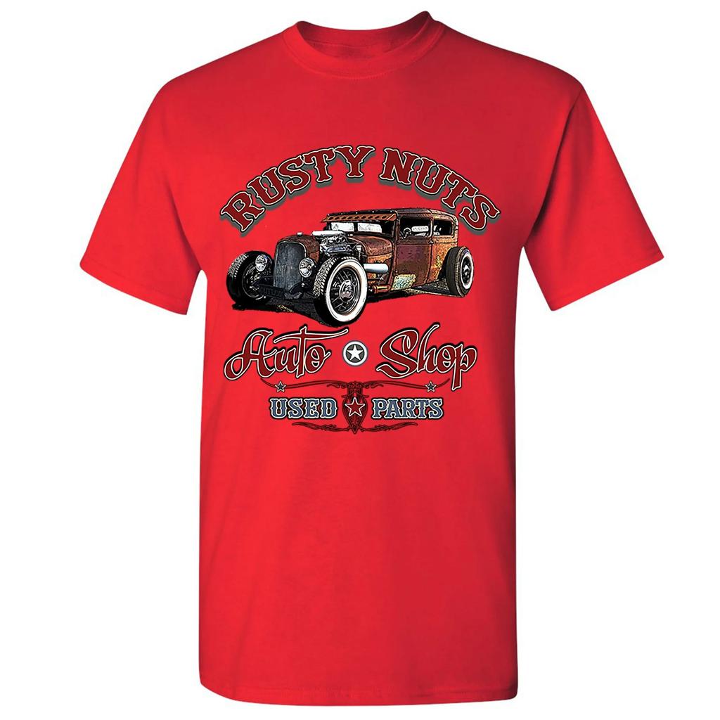 Rusty Nuts Auto Shop Tshirt Hot Rod Rat Rod Vintage Old School Mens Tee