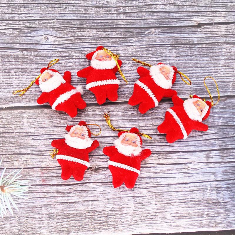 Gold Glitter Santa Claus Tree Ornaments - 4.5cm, 6 Mixed Colors, Christmas Decoration Pendants
