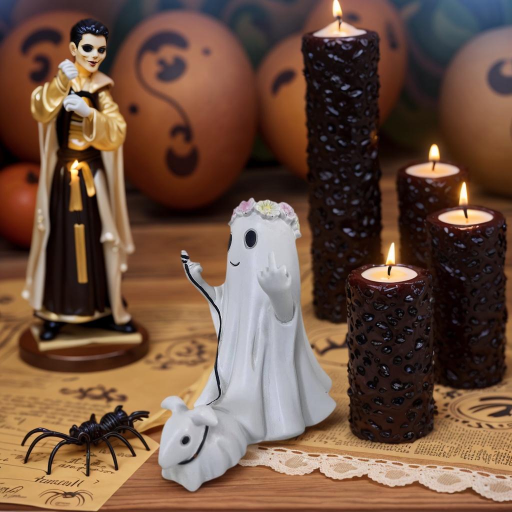 1 Halloween Ghost Dog Leash Ornament, Quirky Little Wreath, Fun Decoration for Indoor and Outdoor Tabletops, Suitable for Halloween and Other Holidays