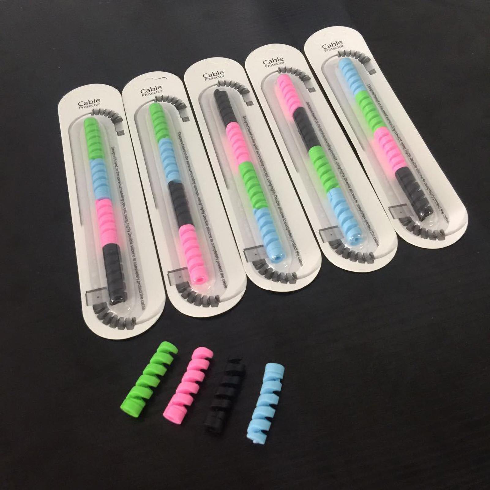 Защита кабеля для зарядки телефона Спиральный протектор кабеля 4 цвета Универсальный протектор Защита от поломки для USB-кабеля для передачи данных