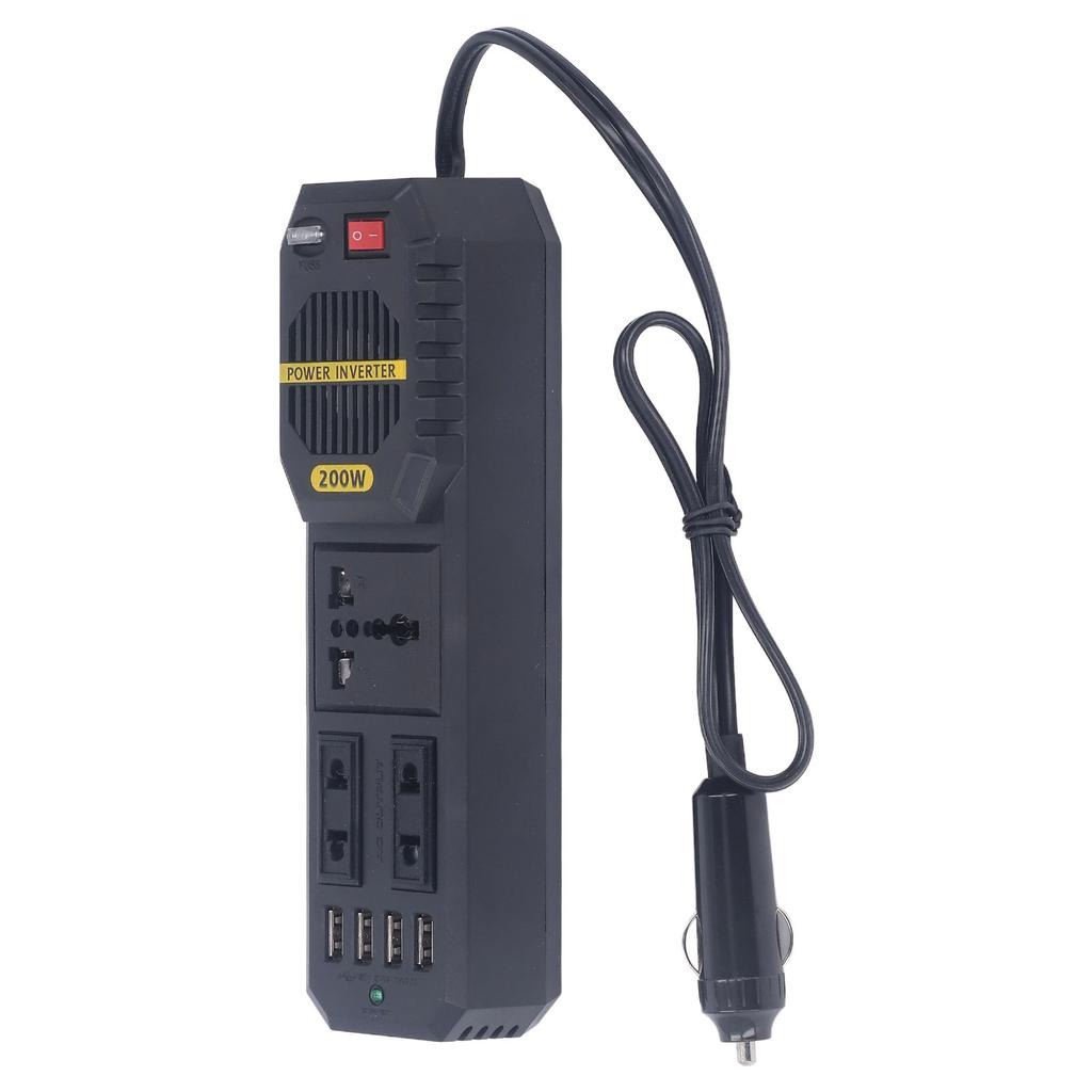 Car Power Inverter 200W 12V to 220V PWM Modified Sine Wave Adapter Converter with 4.1A USB Ports