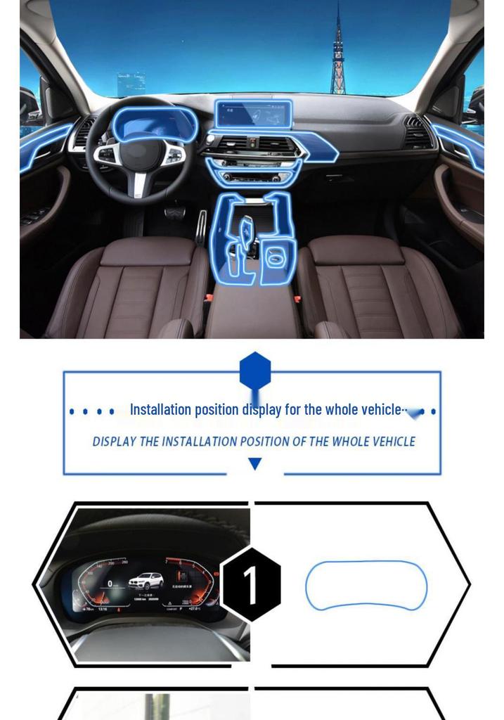 BMW X3/X4 Interior Scratch-proof TPU Film: Fits 25 Models, Includes Console, Navigation, Screen, Gear Shift Protection Sticker.
