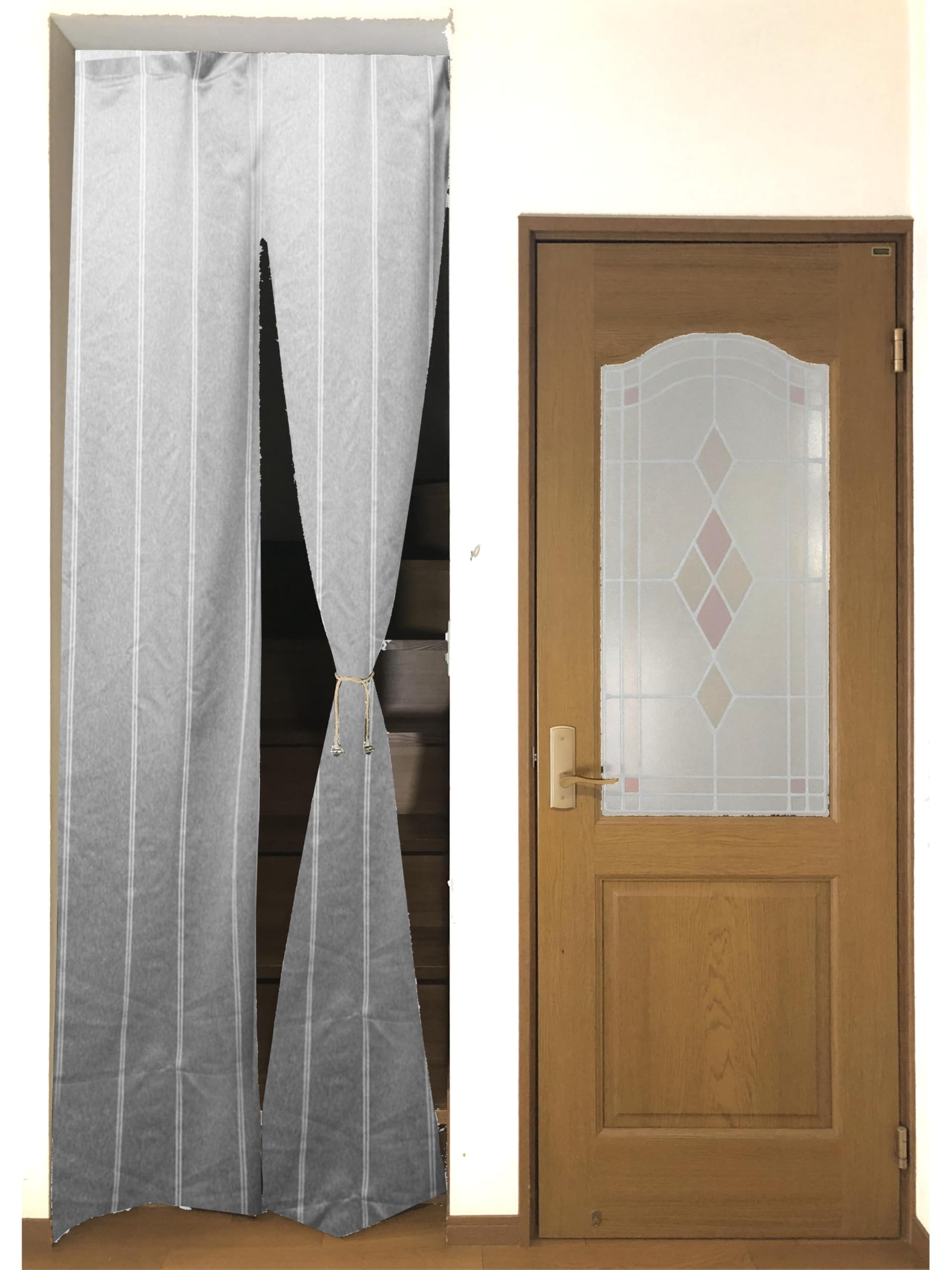 

Магазин Перегородка-штора для лестницы и задней двери Слоновая кость Серый Свет Ширина 90 см x Длина 240 см [Ткань Нуноя] [Полоска [Слабая блокировка] [1 шт.]]