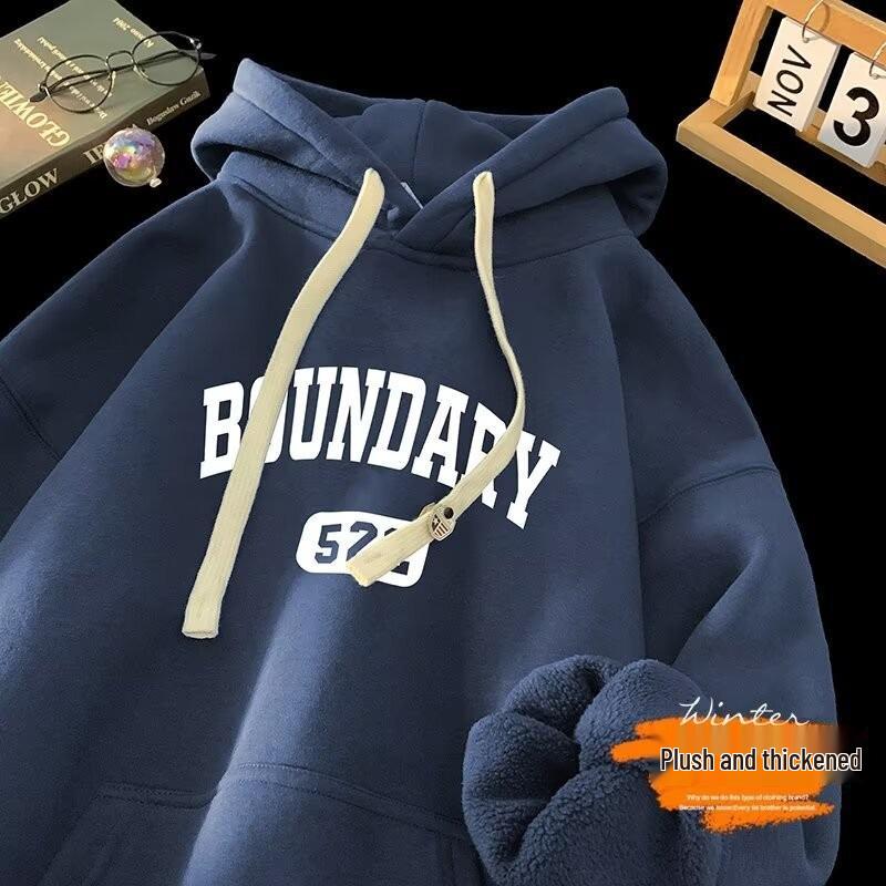 Men's Winter Hooded Sweatshirt - Korean Style, Casual Thickened Pullover with Plus Velvet.