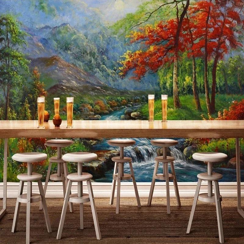 Europejski styl krajobrazu wodnego lasu fototapeta ścienna do sypialni salonu sofa tło wystrój tapeta 3d