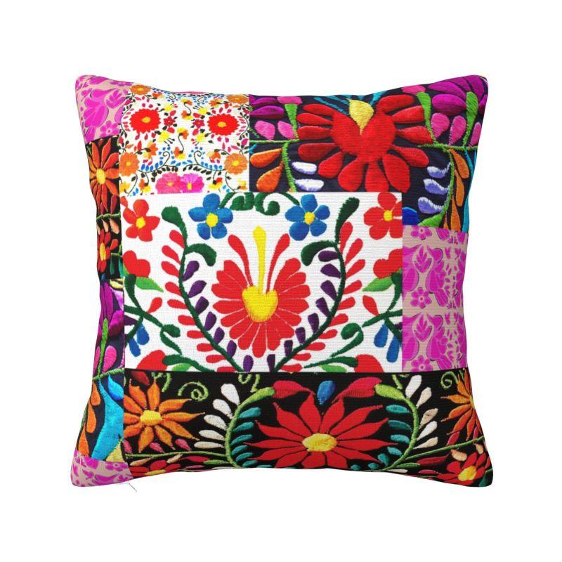 Colourful Floral Mexican Flowers Throw Pillow Case Home Decor Sofa Chair Cushion Cover Polyester Cozy Pillowcase Dakimakura