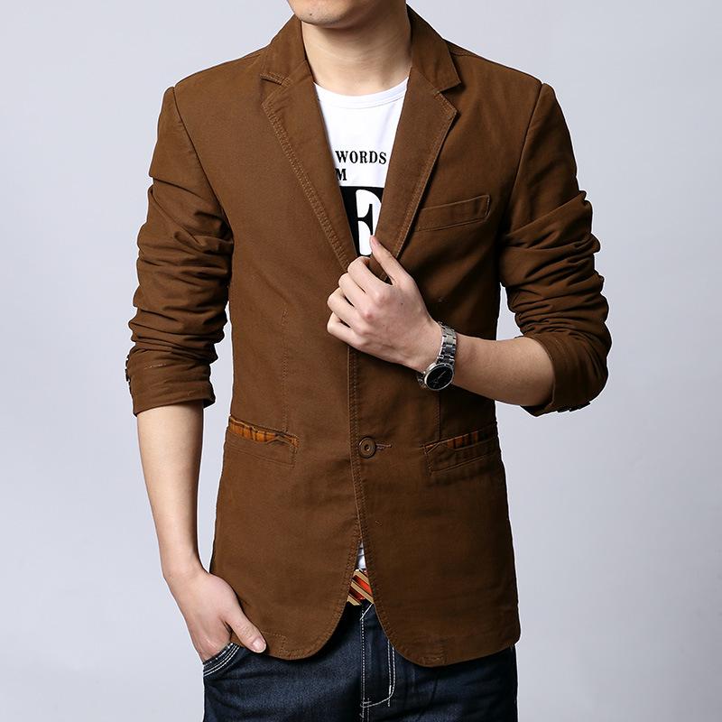 Men's Korean Style Slim-Fit Cotton Blazers - Spring & Autumn Two-Button Jackets In Large Sizes