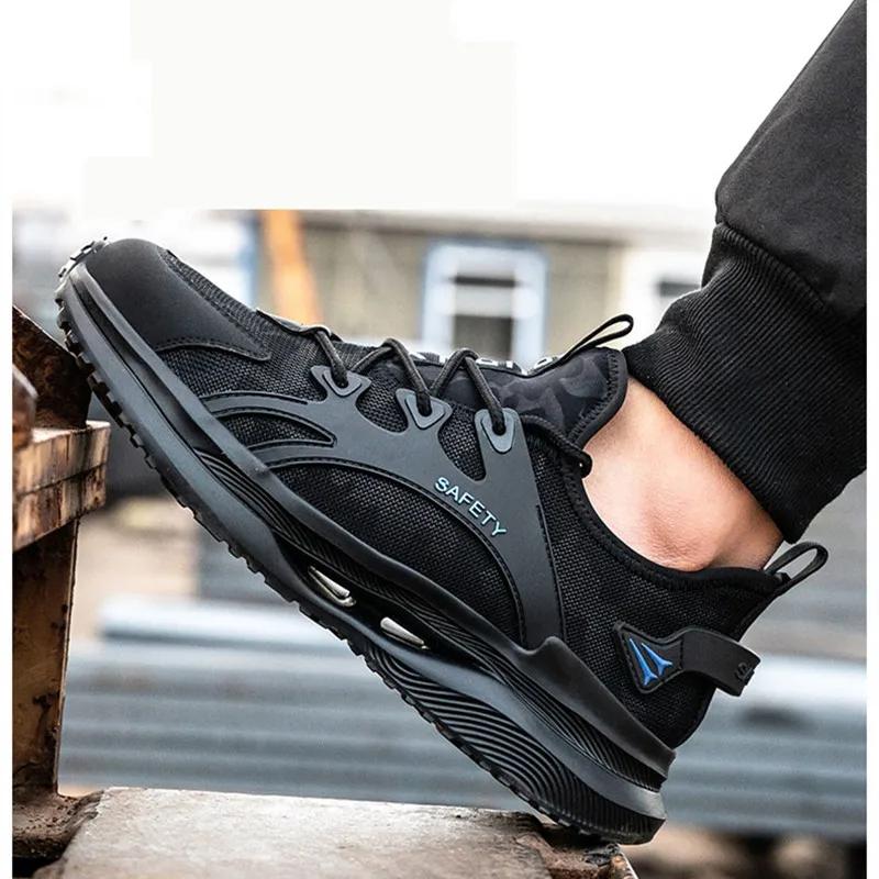 Anti Puncture Men Safety Shoes Summer Work Sneakers with Steel Toe Breathable Work Shoes for Men Protective Shoes with Metal Toe