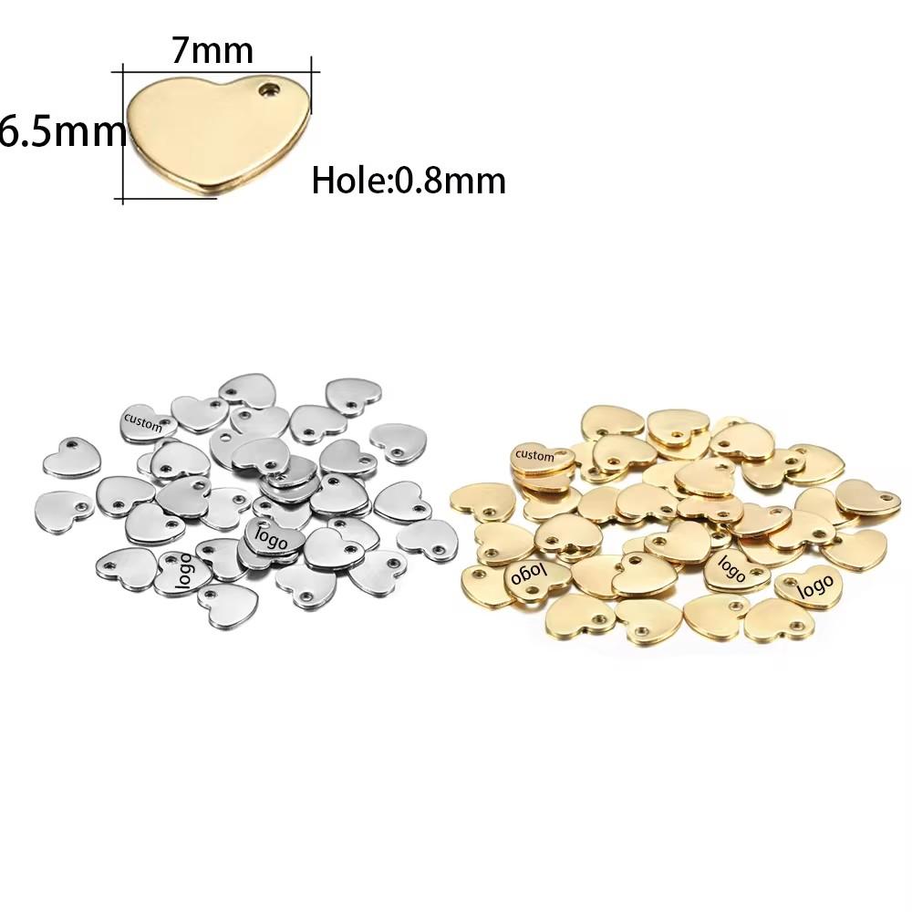 30/50pcs Laser Engraved Logo Tags Stainless Steel Circle Tag 6mm-12mm Round Charm Engravable Pendants for Jewelry Making
