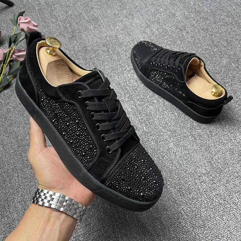 

Модные мужские туфли со стразами, туфли-дерби на плоской подошве, вечерние платья для ночного клуба, замшевые кроссовки из коровьей кожи, индивидуальная обувь 270 чёрный