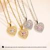 European & American Fashion Copper Inlaid Zircon Heart Pendant Necklace - Light Luxury Style
