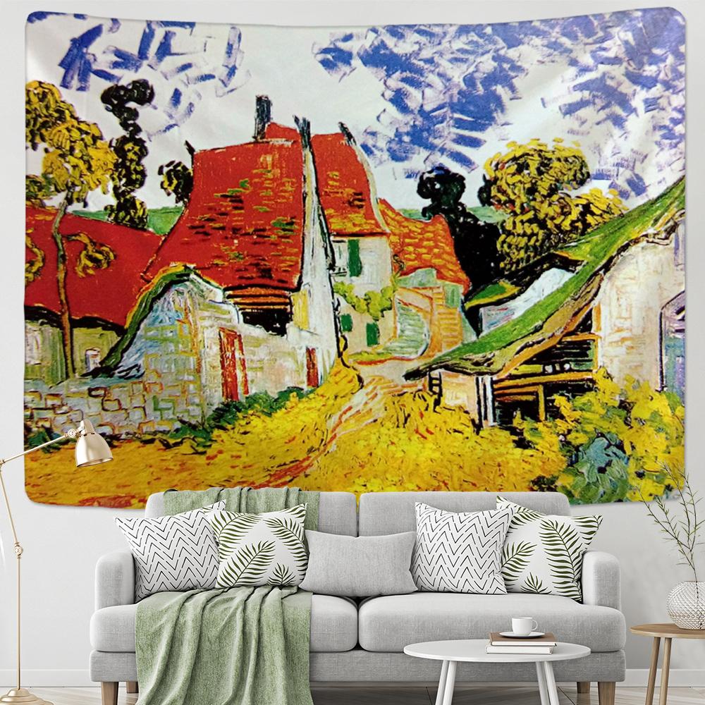 Wandteppich mit berühmtem Van Gogh-Druck, Decke, Wandbehang, Stern, Mond, Nacht, Wandteppich, dekorative Decke, Stoff, Schlafzimmer, 200 x 150 cm, groß