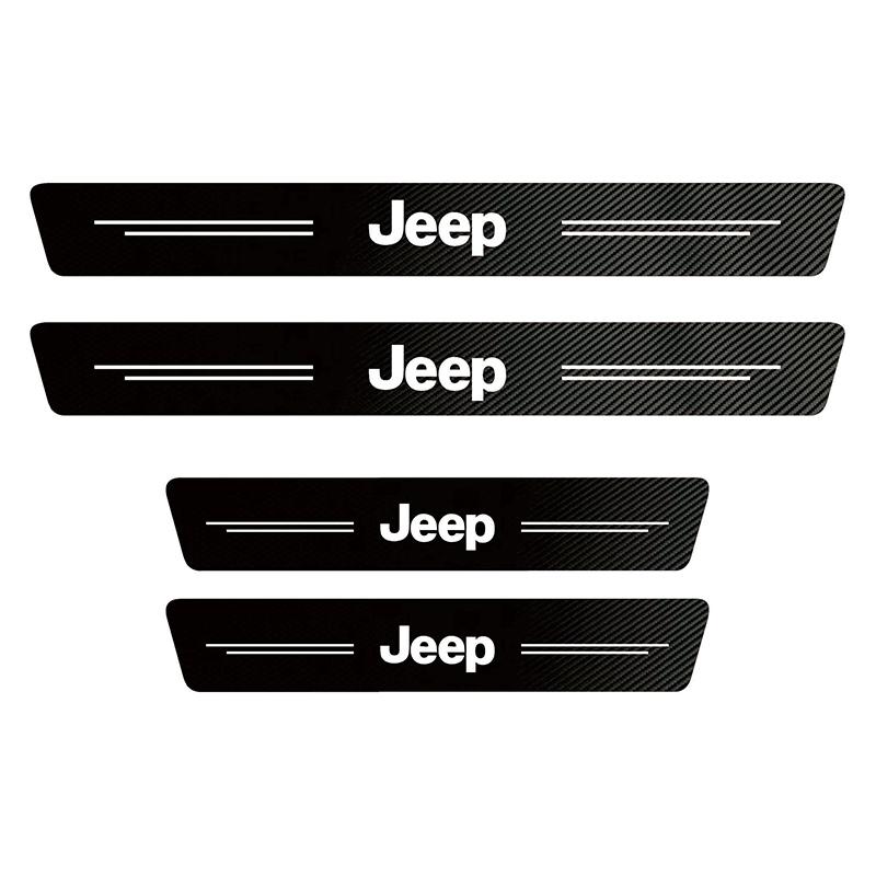 Car Door Sill Sticker Carbon Fiber Protective Film For Jeep Wrangler Grand Cherokee Avenger Compass Wagoneer Gladiator PatriotF