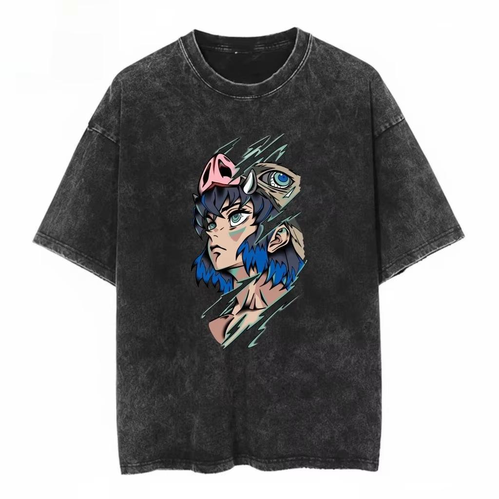 Japanese Streetwear Retro Ghost Slayer Blade T-shirt Printed T-shirt Fashionable Streetwear Daily Wear Manga Clothing M