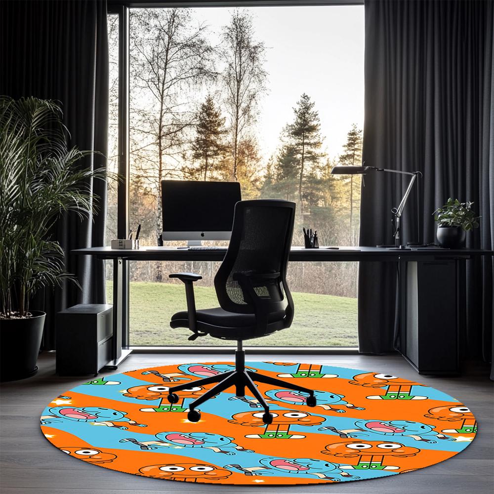 Die erstaunliche Welt von Gumball Bedruckter runder Teppich Teppich Stuhlteppich Bereichsteppich Eingang Fußmatten, für Bürostuhl Wohnzimmer Schlafzimmer Küchenraum.