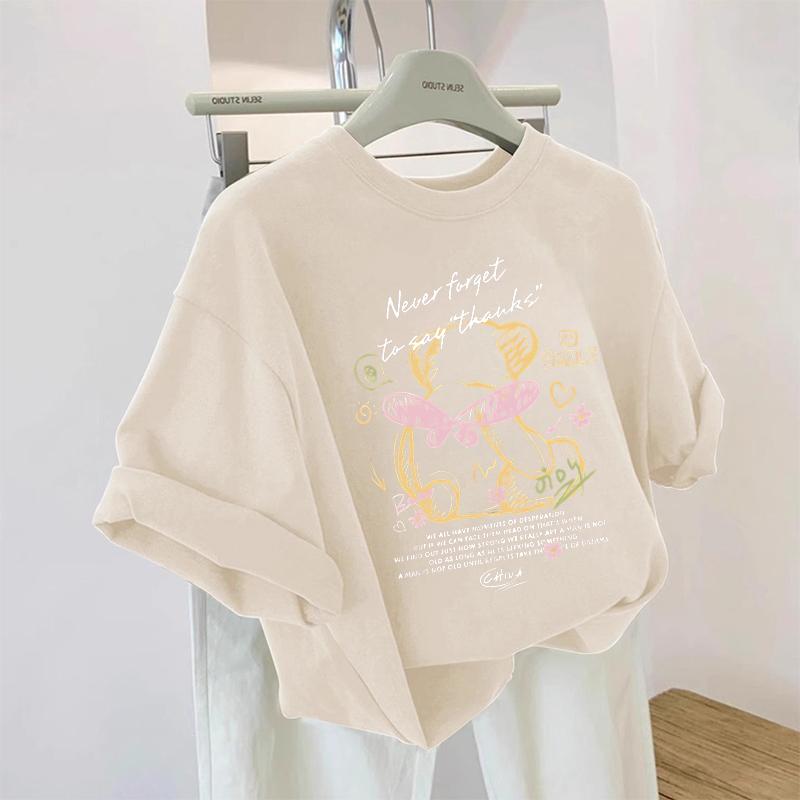 Retro Japanischer Druck Reine Baumwolle Ort Sve Locker Damen T-Shirt Sommer Design Lässig Bequem Oberteil Quali Marke