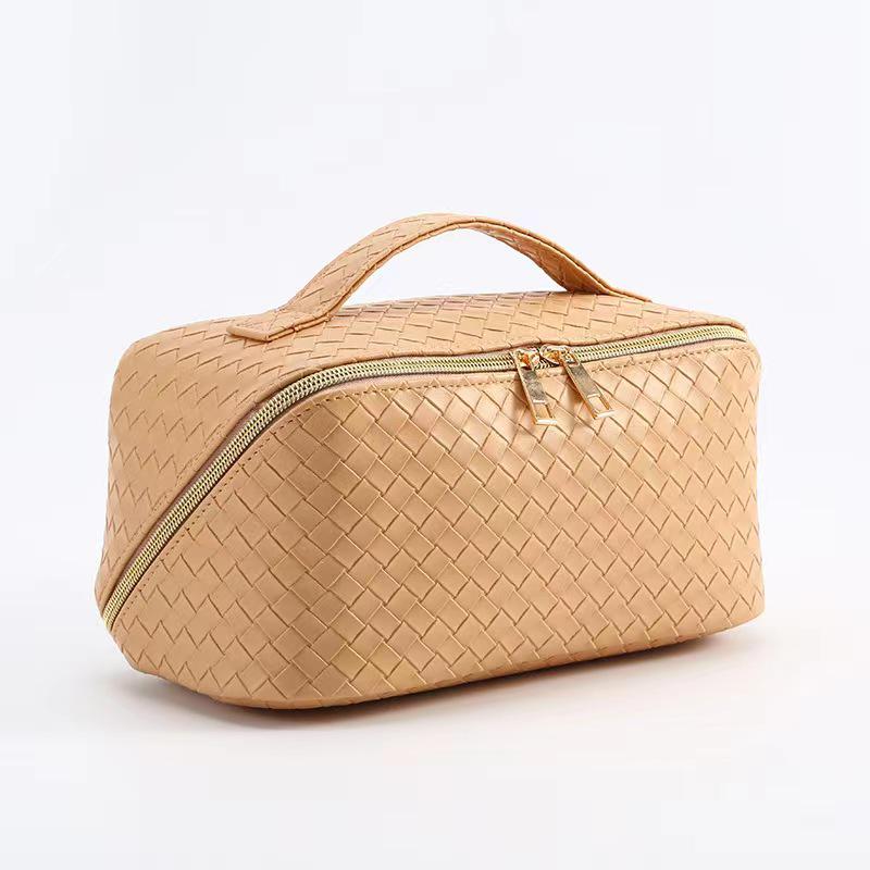 Bolsa Tejida Impermeable de Gran Capacidad para Maquillaje y Viaje para Mujeres